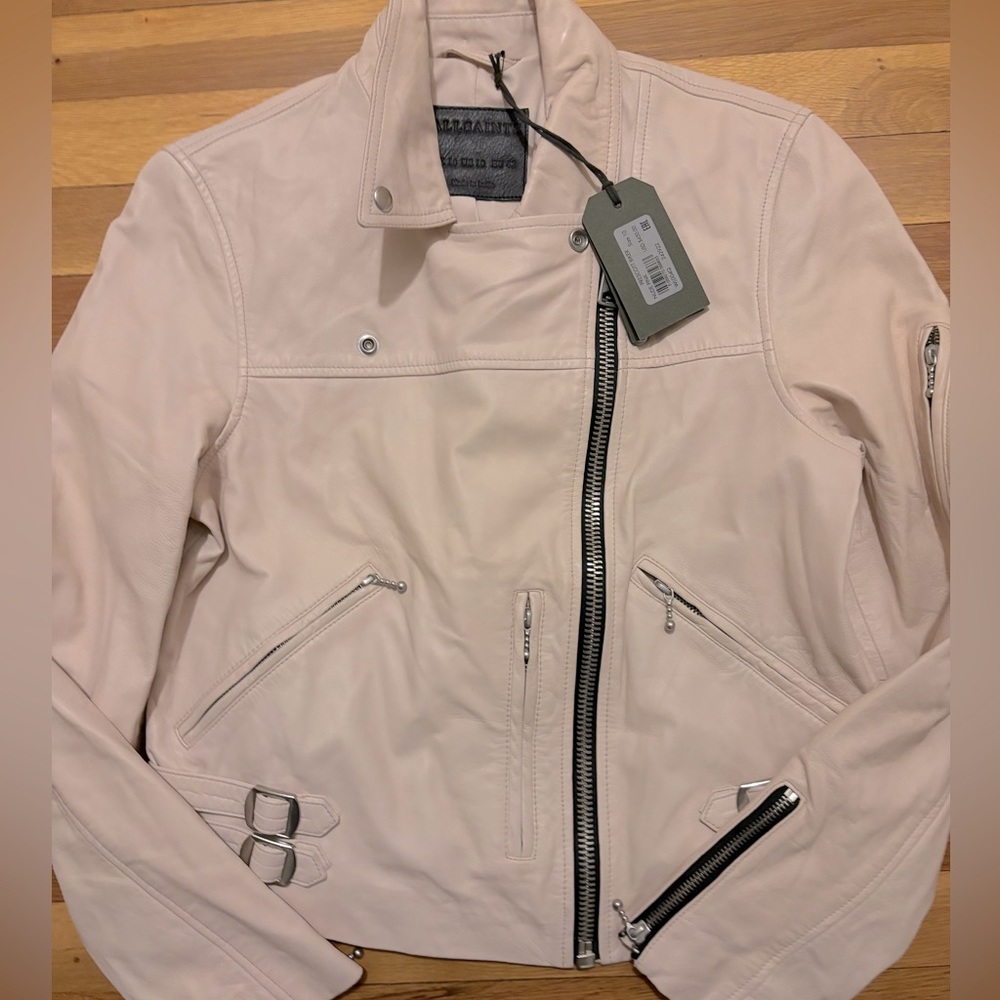NWT All Saints Nude Pink Leather Jacket